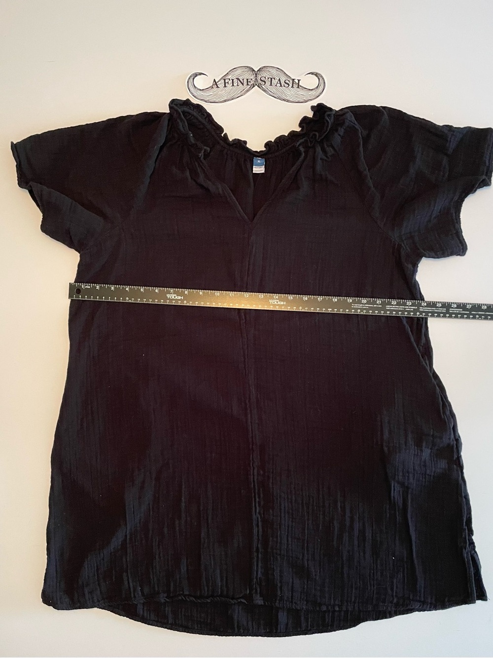 Old Navy Black Ruffle-Neck Short Sleeve Mini Dress